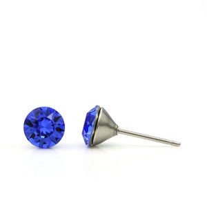 6mm Sapphire Swarovski Studs | September Crystal Earrings | Birthstone Earrings